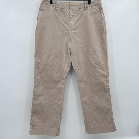 Lauren Ralph Lauren Pants Women 16 Beige Corduroy Straight Leg Cropped Ankle - Picture 1 of 9